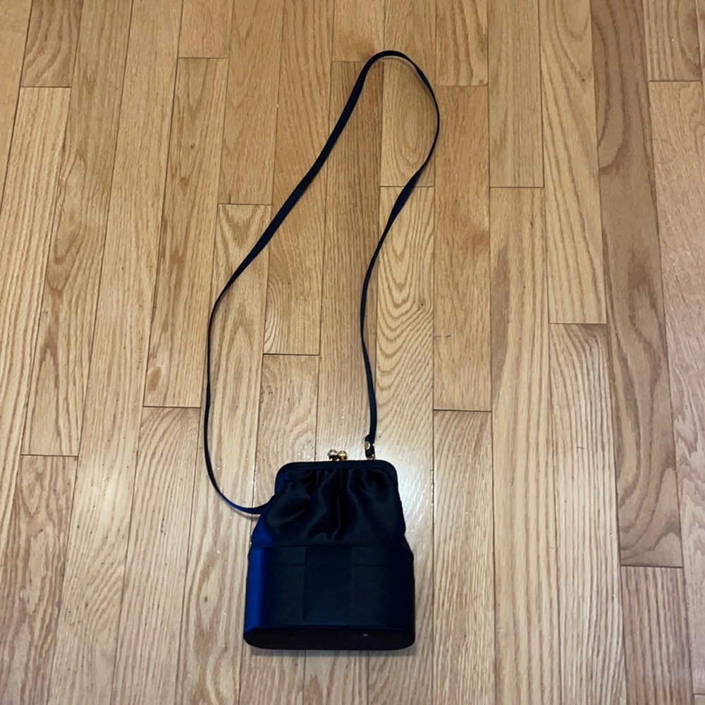 Black satin 2 compartment evening bag by